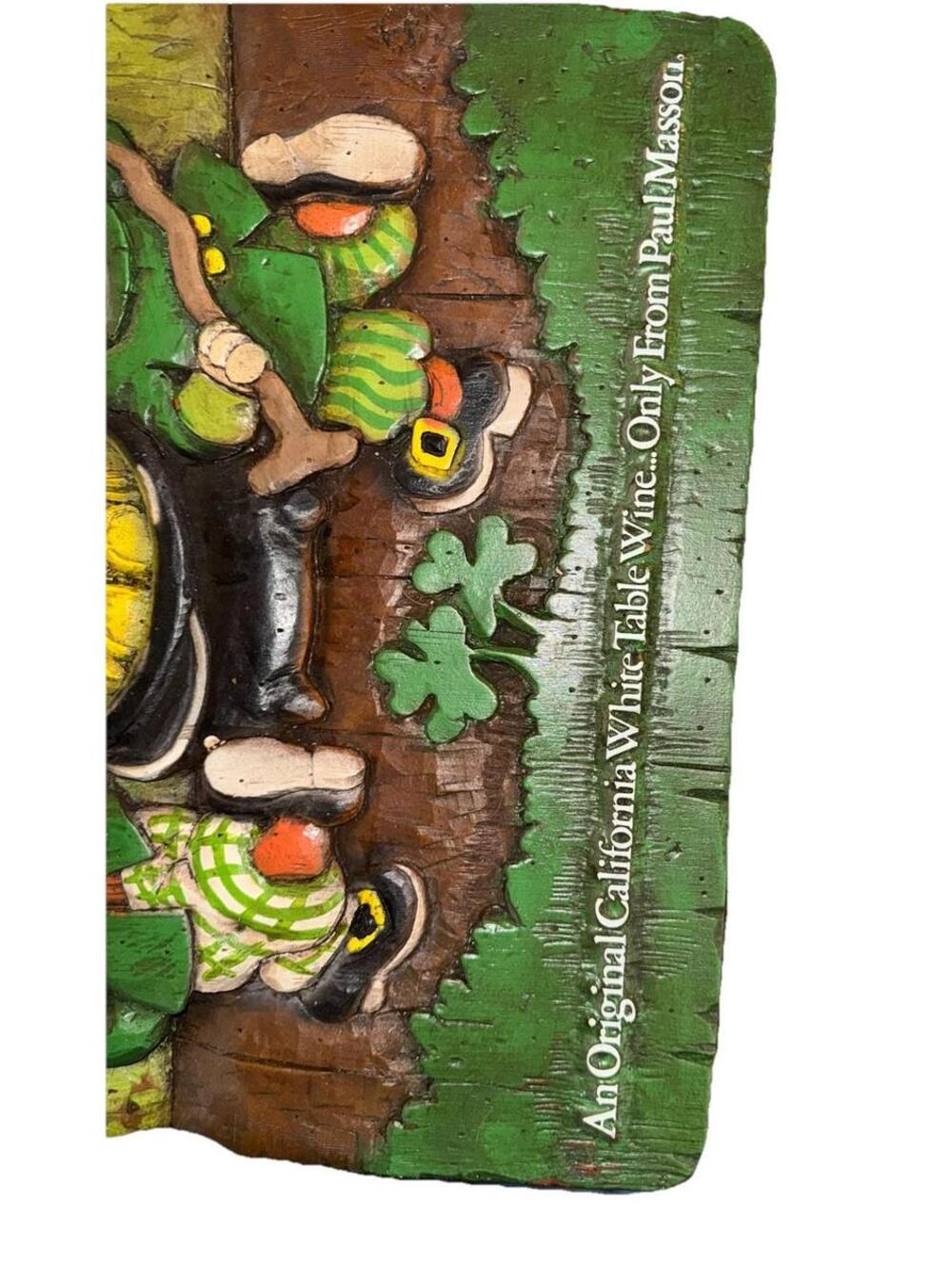 Vintage Emerald Dry California White Table Wine Wall Plaque w/ Leprechaun Design - Picture 5 of 10